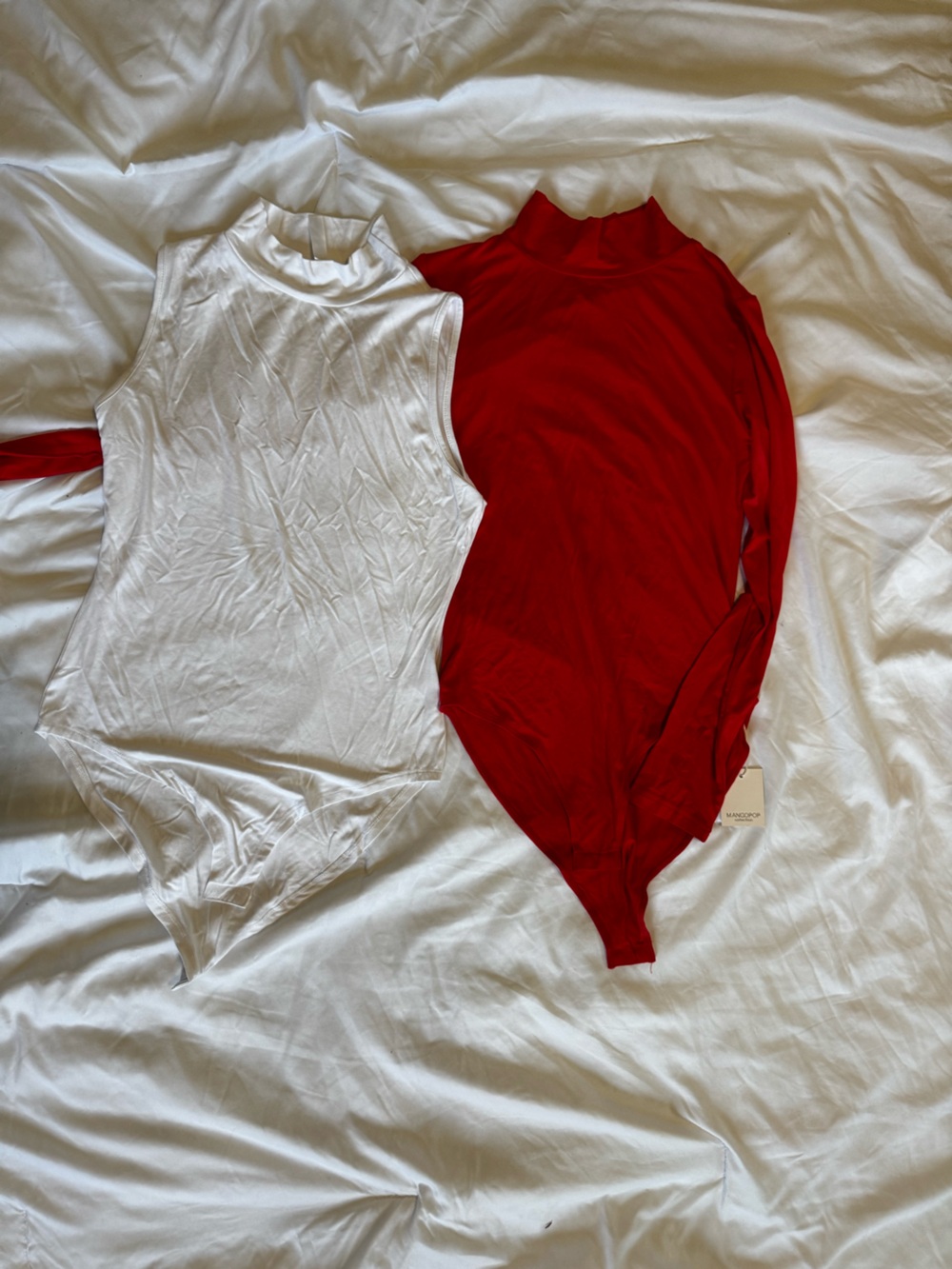 Women's Red and White Layering Bodysuits
